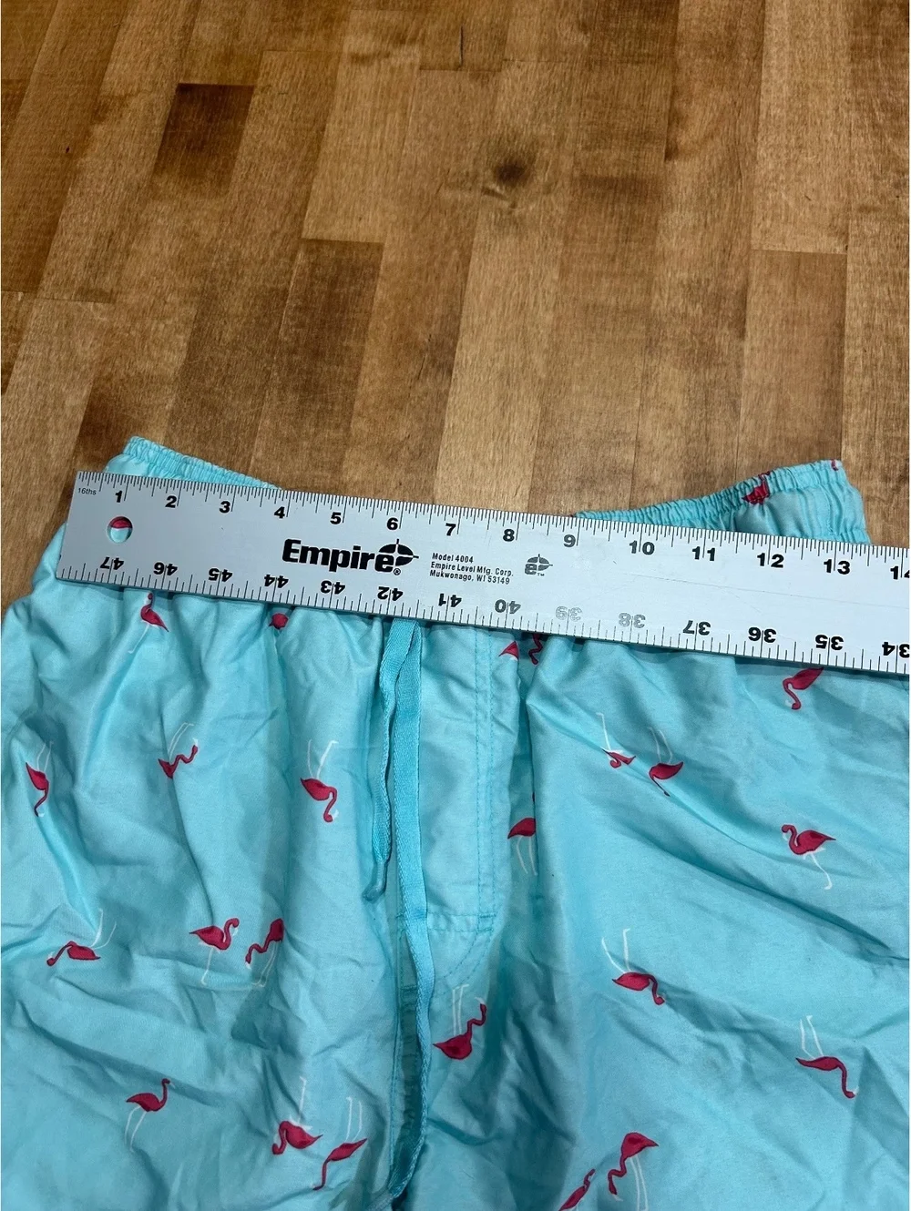 Old Navy Men's Medium Flamingo Print Swim Trunks Aqua Blue